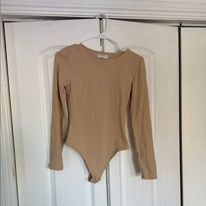 Aritzia Beige Long Sleeve Woman’s Bodysuit